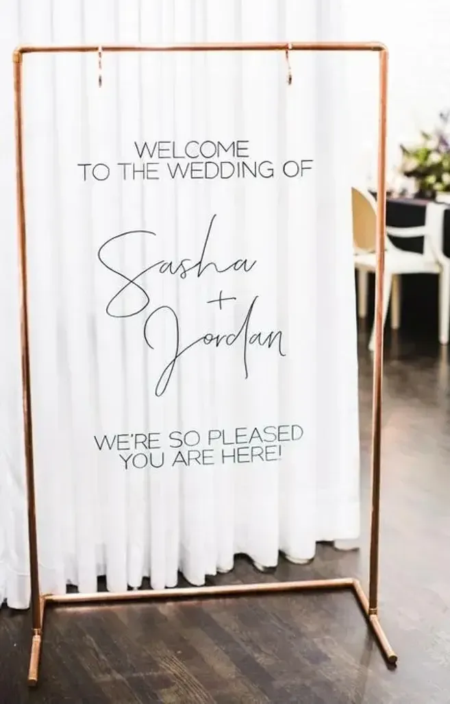 Copper sign holder floor stnd 24" wide