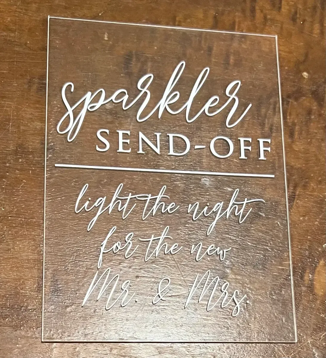 Sparkler send off acrylic sign 5"x7"