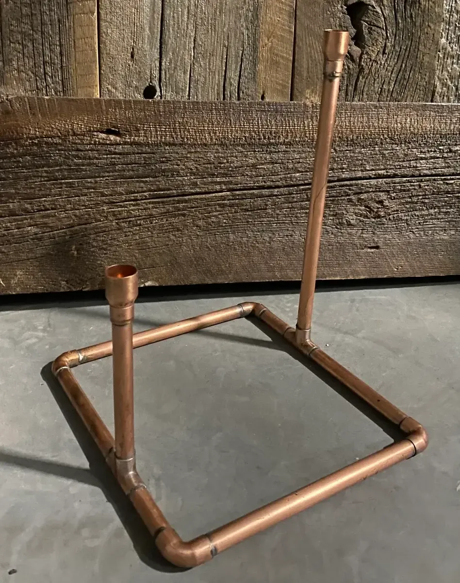 Copper square double candlestick