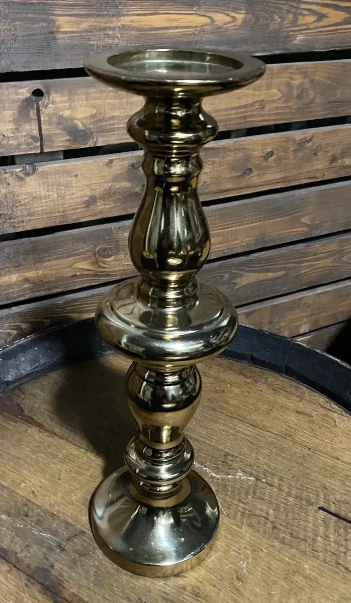 Brass turned candlestick medium