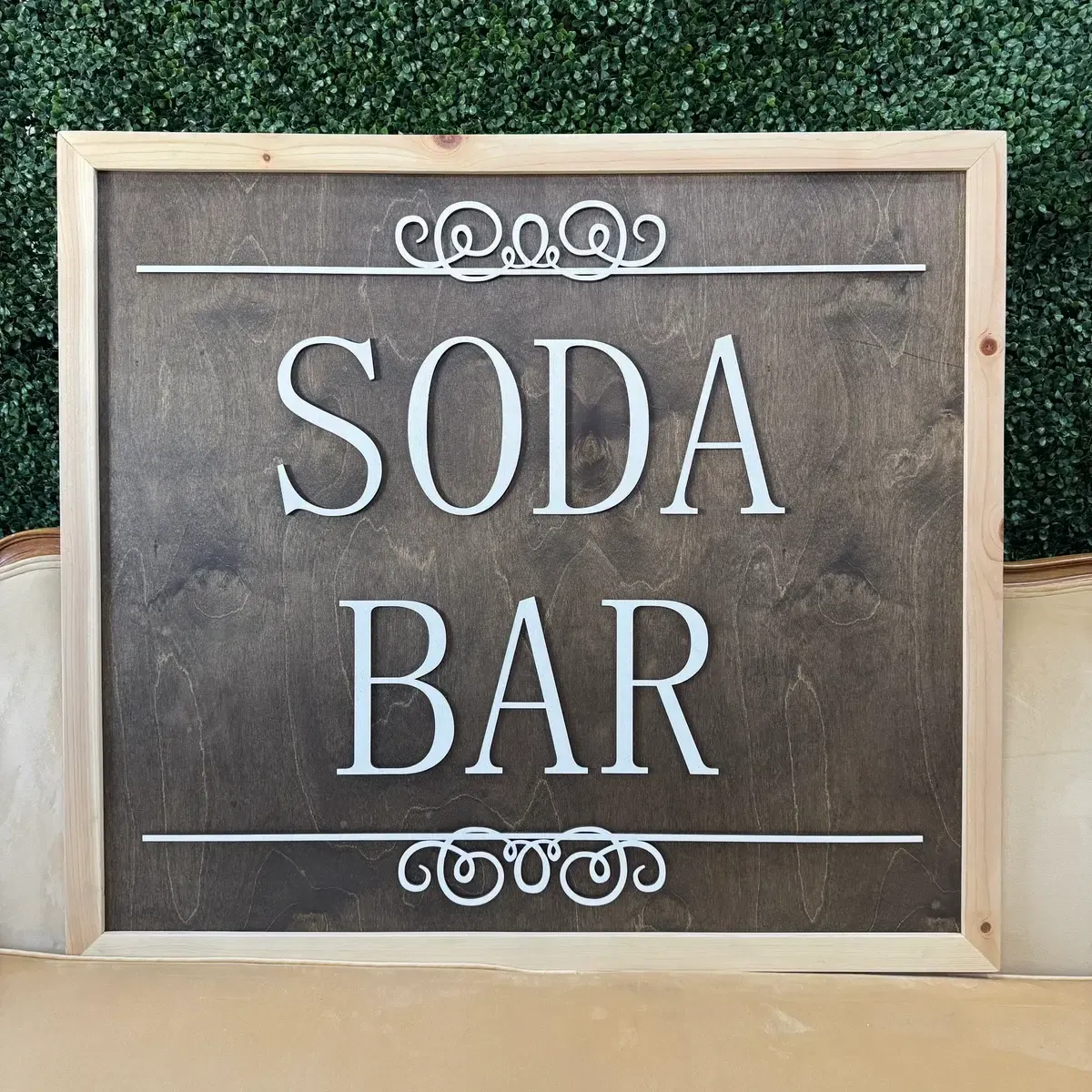 Soda bar sign framed