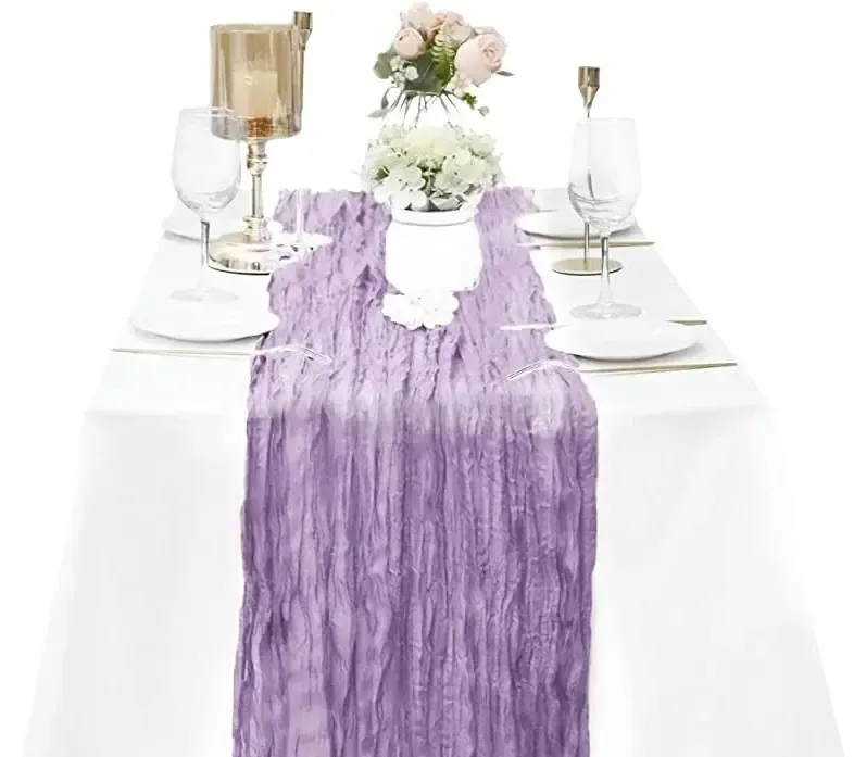 Lavender gauze table runner