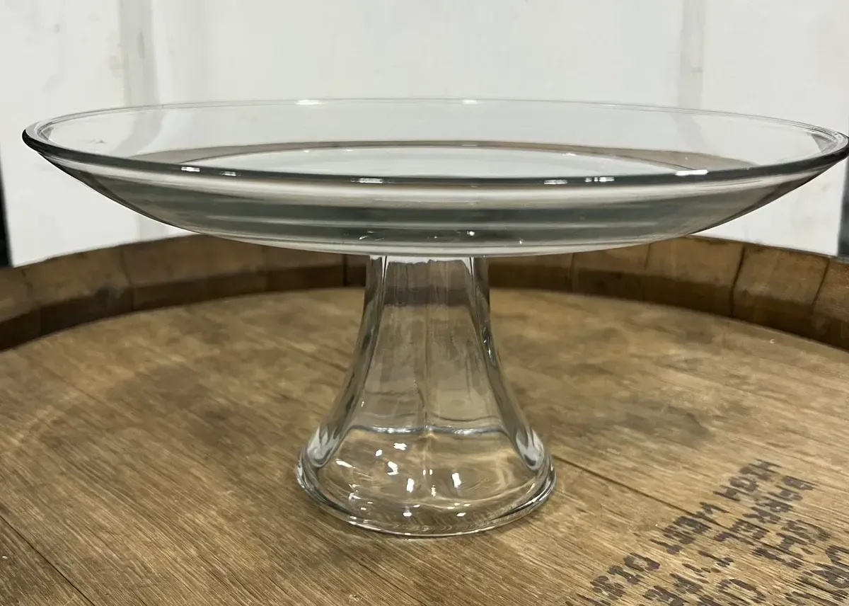 Crate clear glass pedestal plate