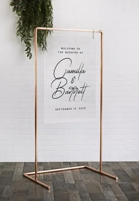 Copper sign holder floor stand 30" wide