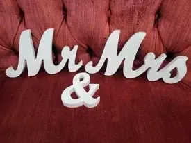 Mr and mrs  white cut out letters