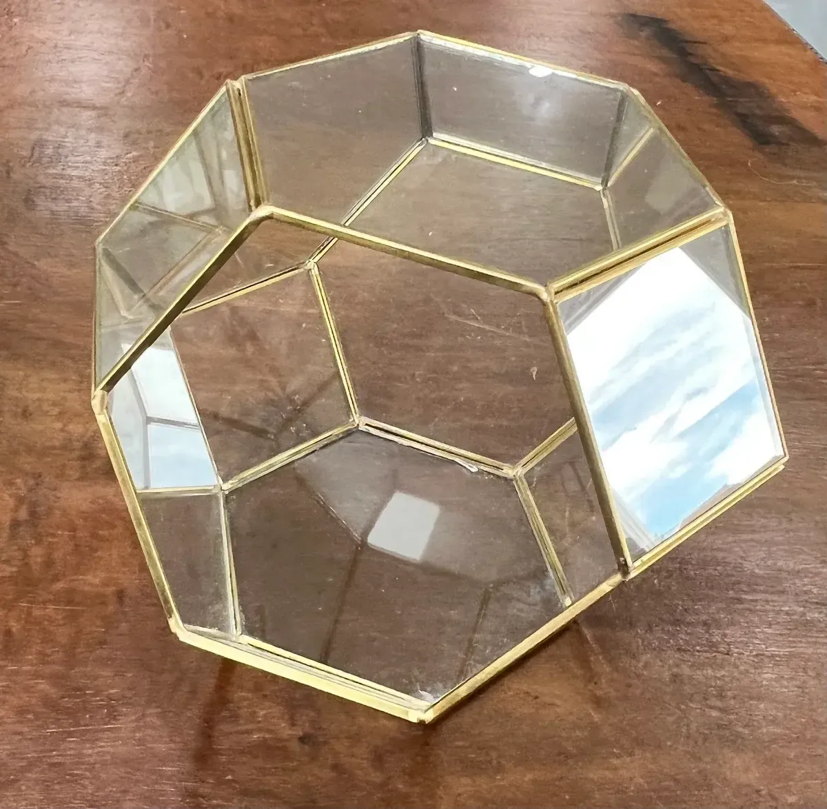 Gold hexagon terrarium candle holder