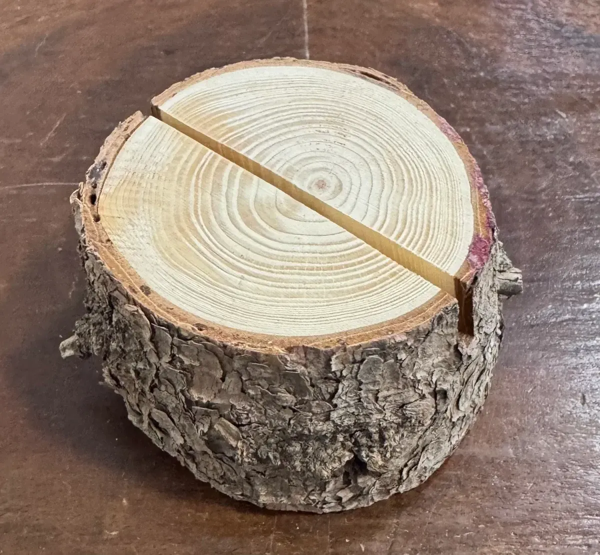 Wood round card holder