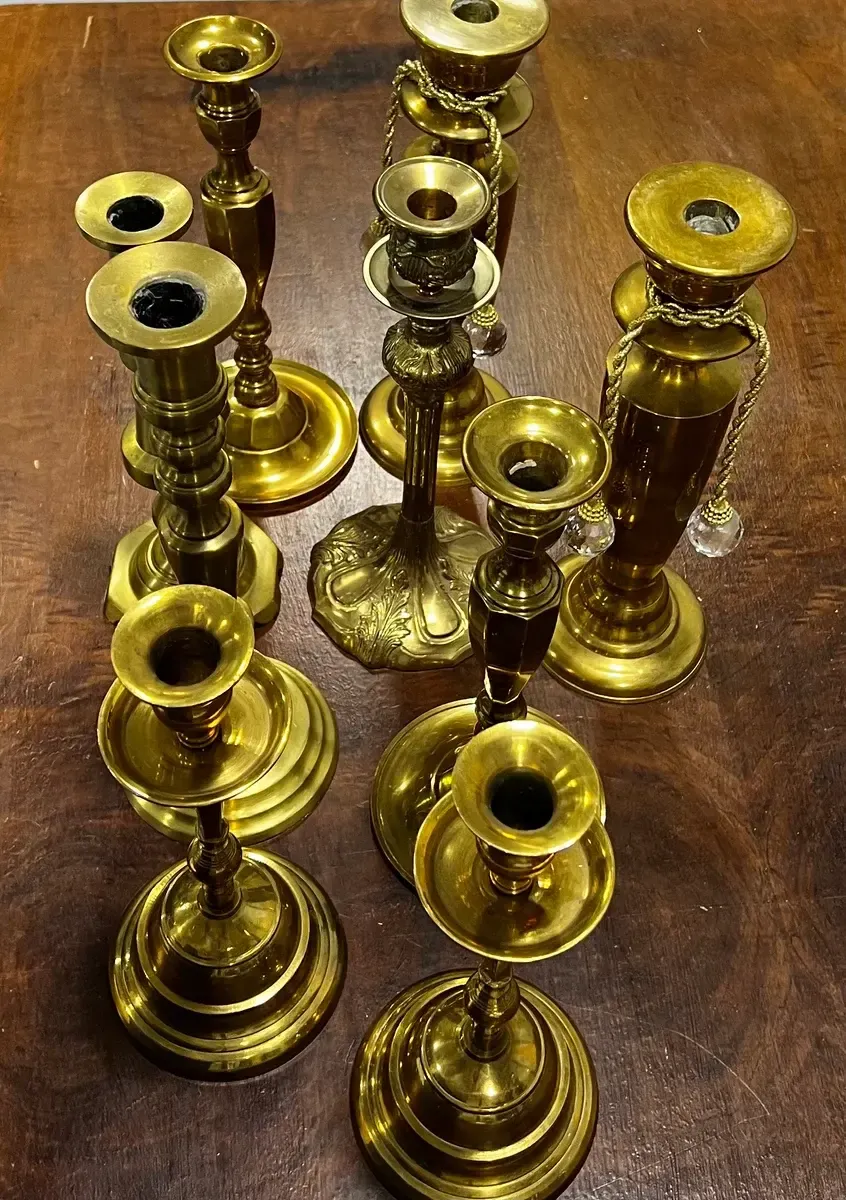 Brass gold candlesticks Large 11” to 13”