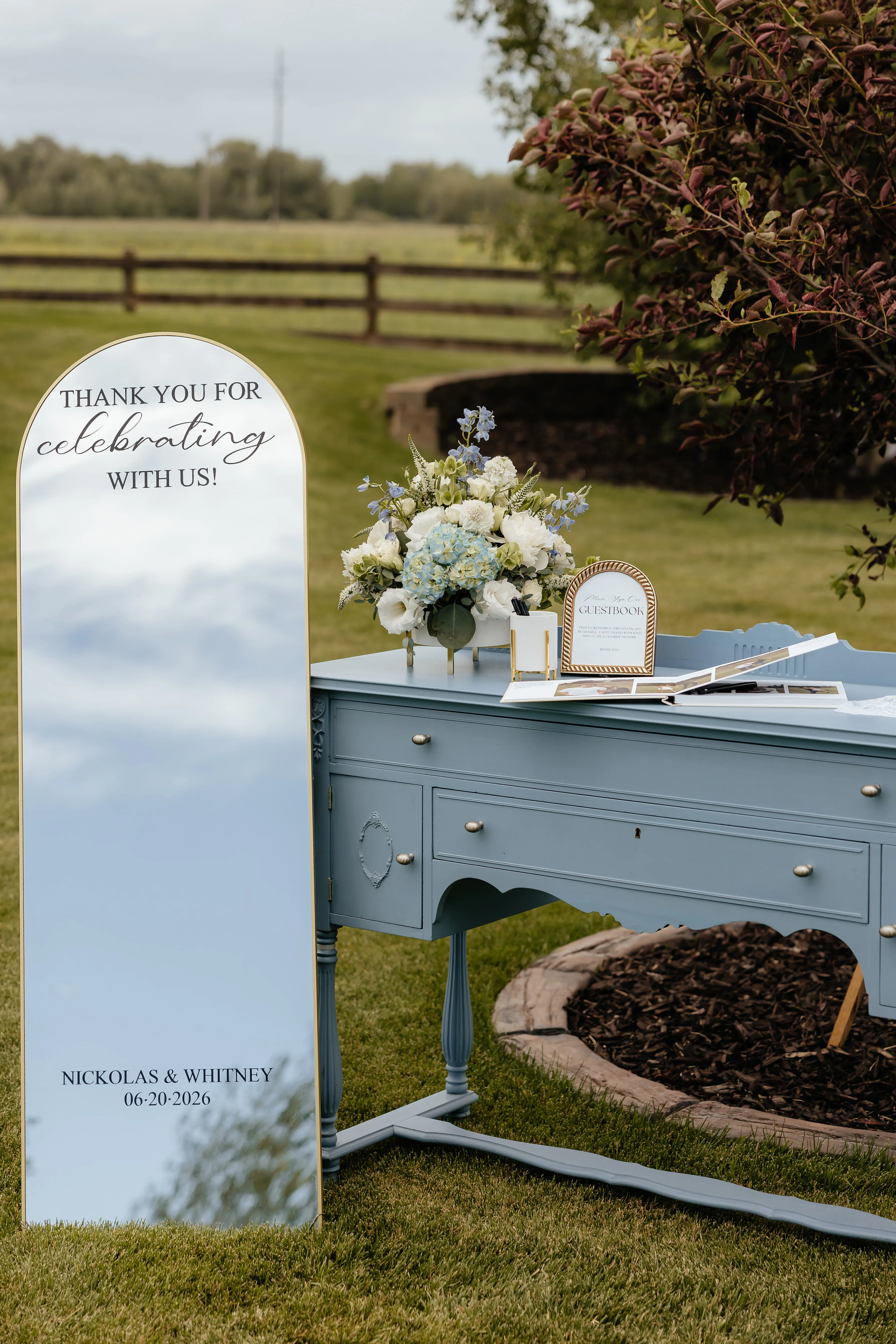 Ella antique blue entry table