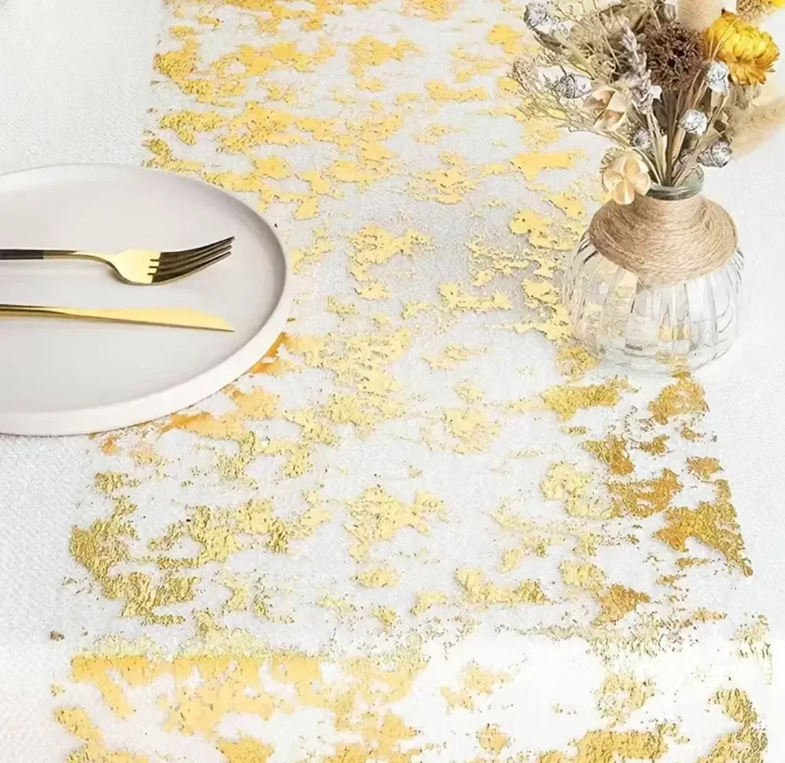 Gold metallic table runner