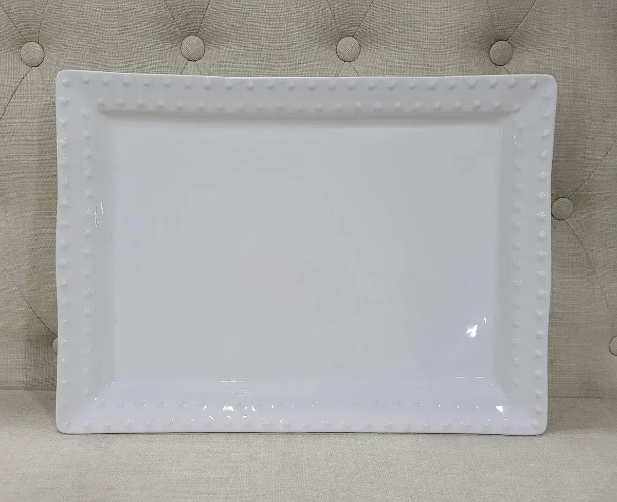 White dot border recatngle serving tray