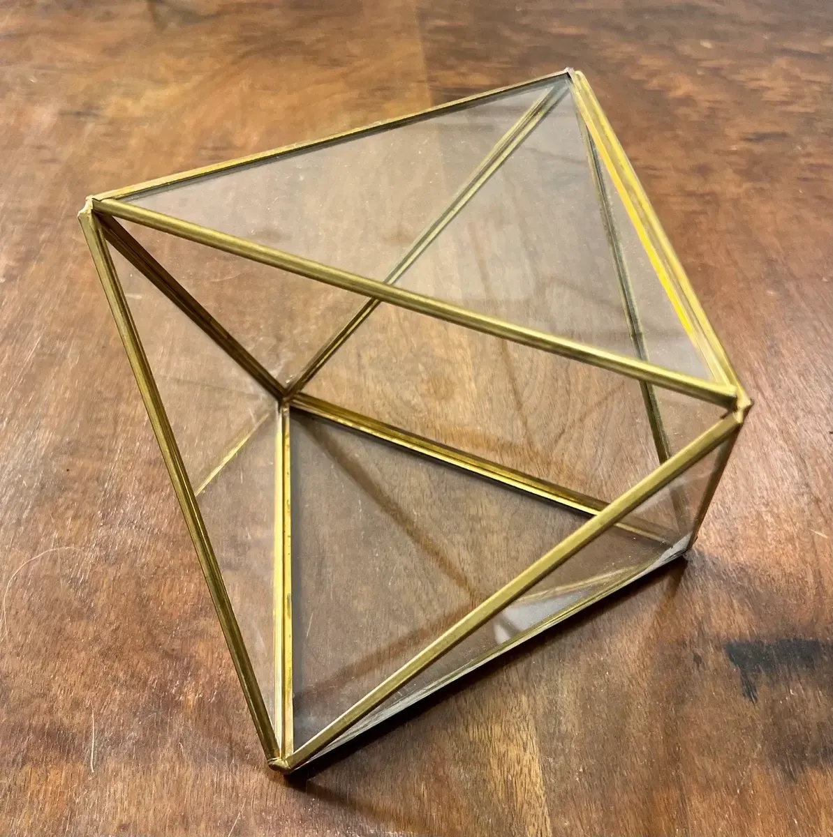 Gold triangle terrarium candle holder small