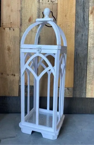 Cathy white lantern tall -29"