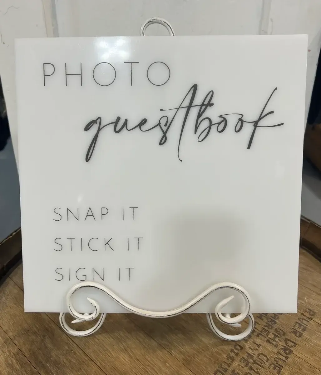 Photo guestbook white acrylic sign