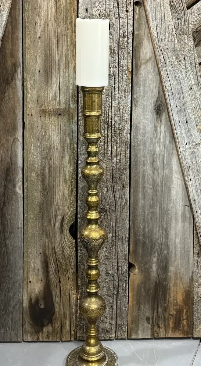 Kelsey tall brass floor candlestick