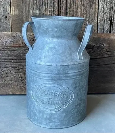 Milk can galvanize 12” tall