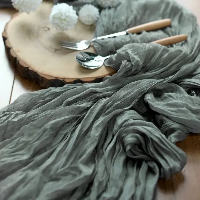 Gray gauze table runner