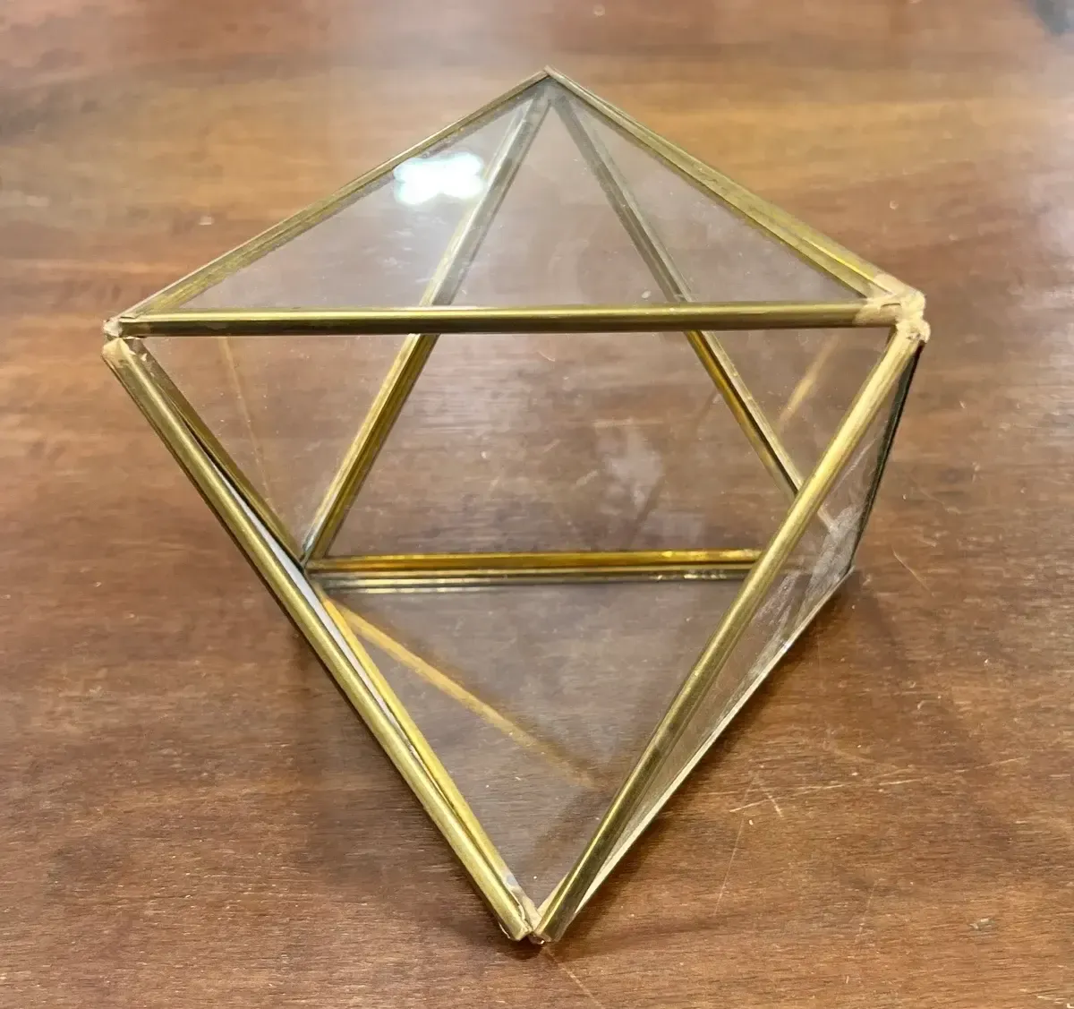 Gold triangle terrarium candle holder large