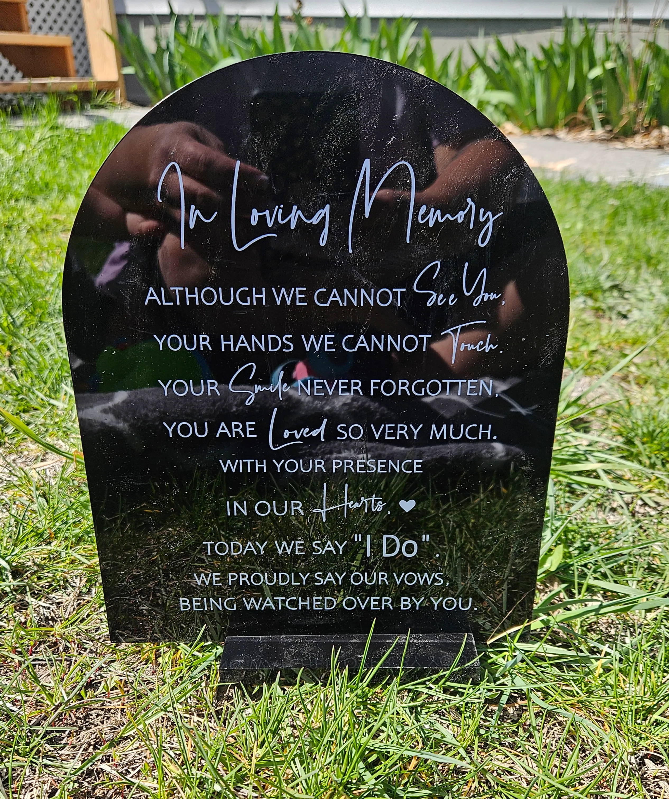 In loving memory black acrylic