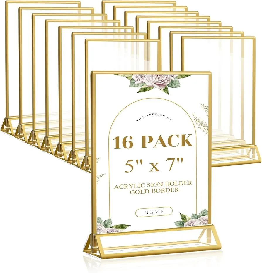 Acrylic Gold frame sign/ picture holder 5" x 7"