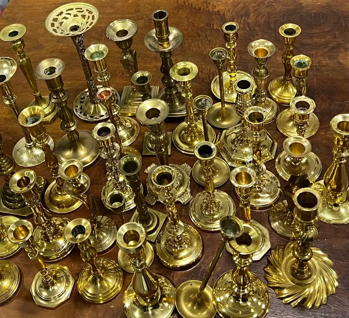 Brass gold candlesticks medium 7” to 10”