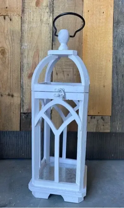 Cathy wooden white lantern - 20"