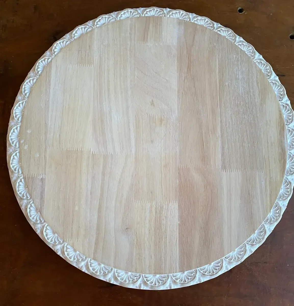 Susan cake or food platter, white washed wood