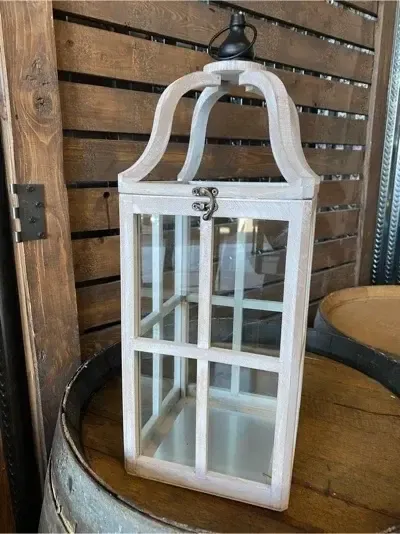 Mabel wooden white lantern 21"