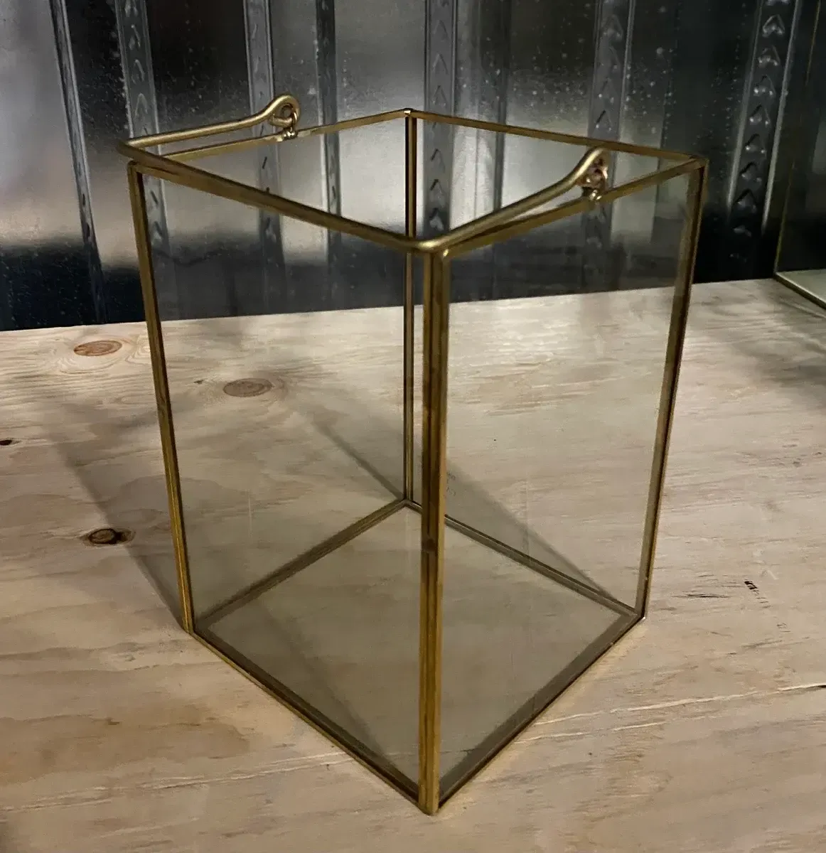 Joann gold square lantern - 8"