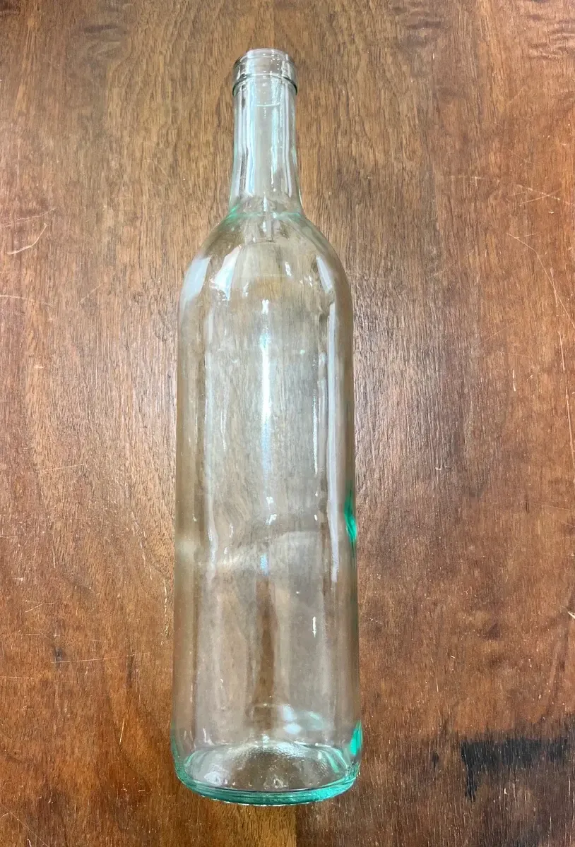 Clear aqua wine bottle
