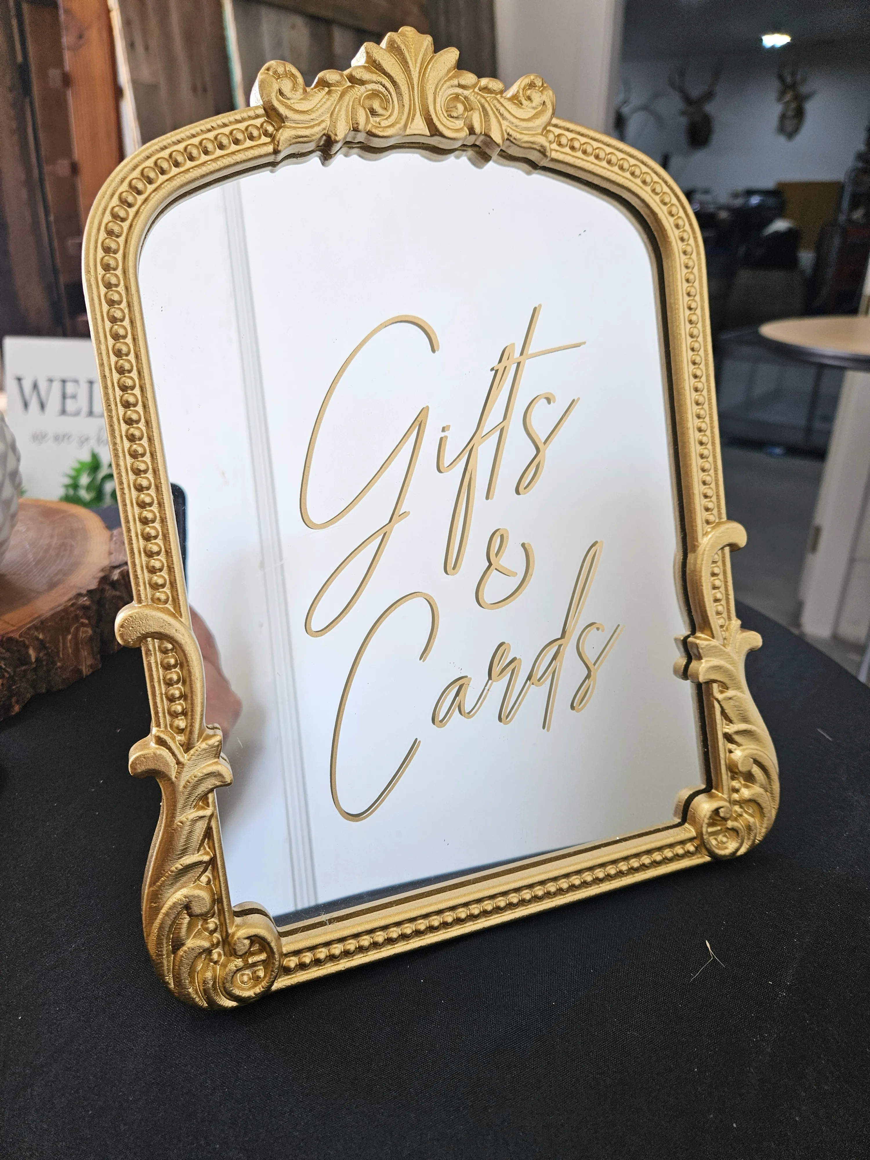 Gifts and cards gold frame