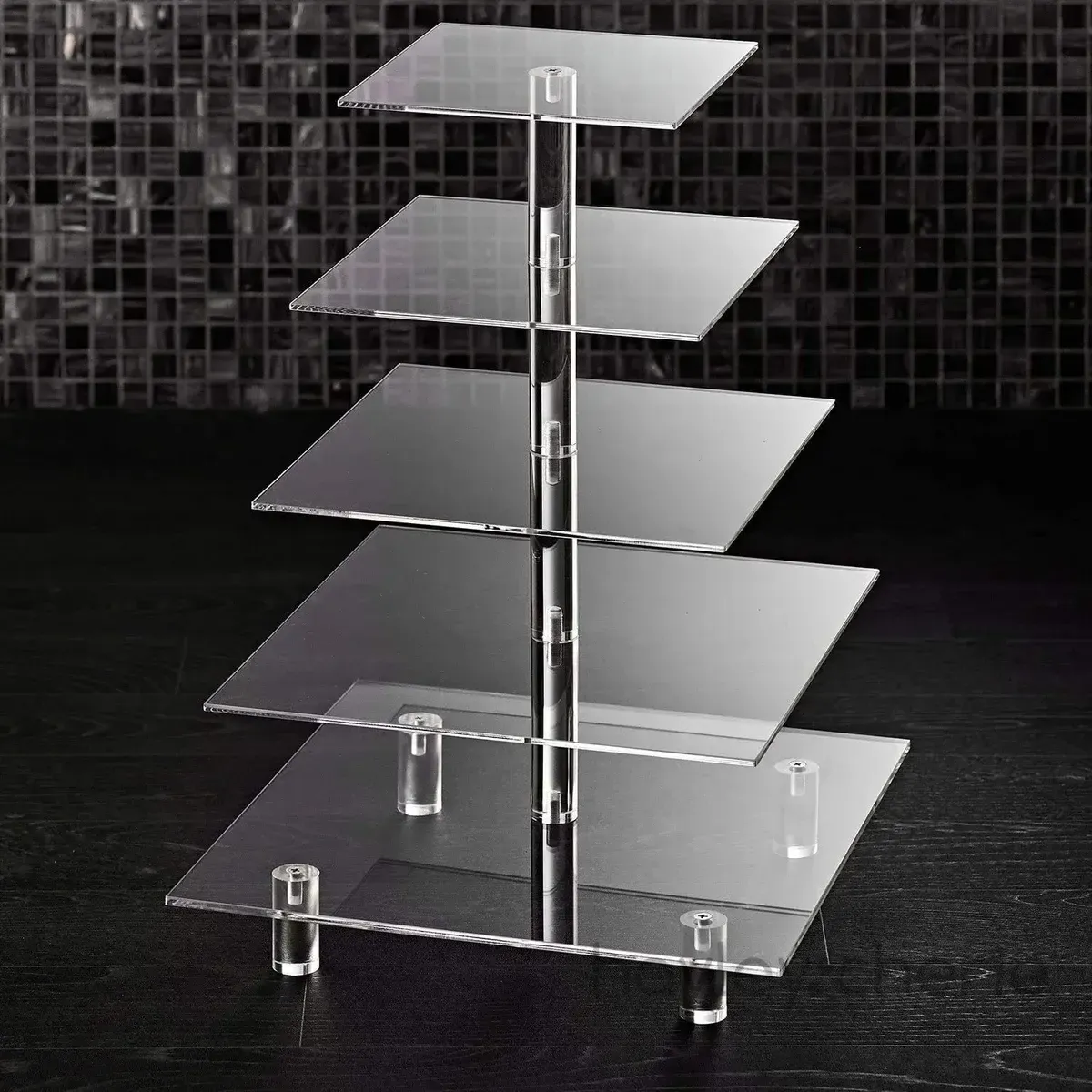 Square 5 tier clear dessert stand