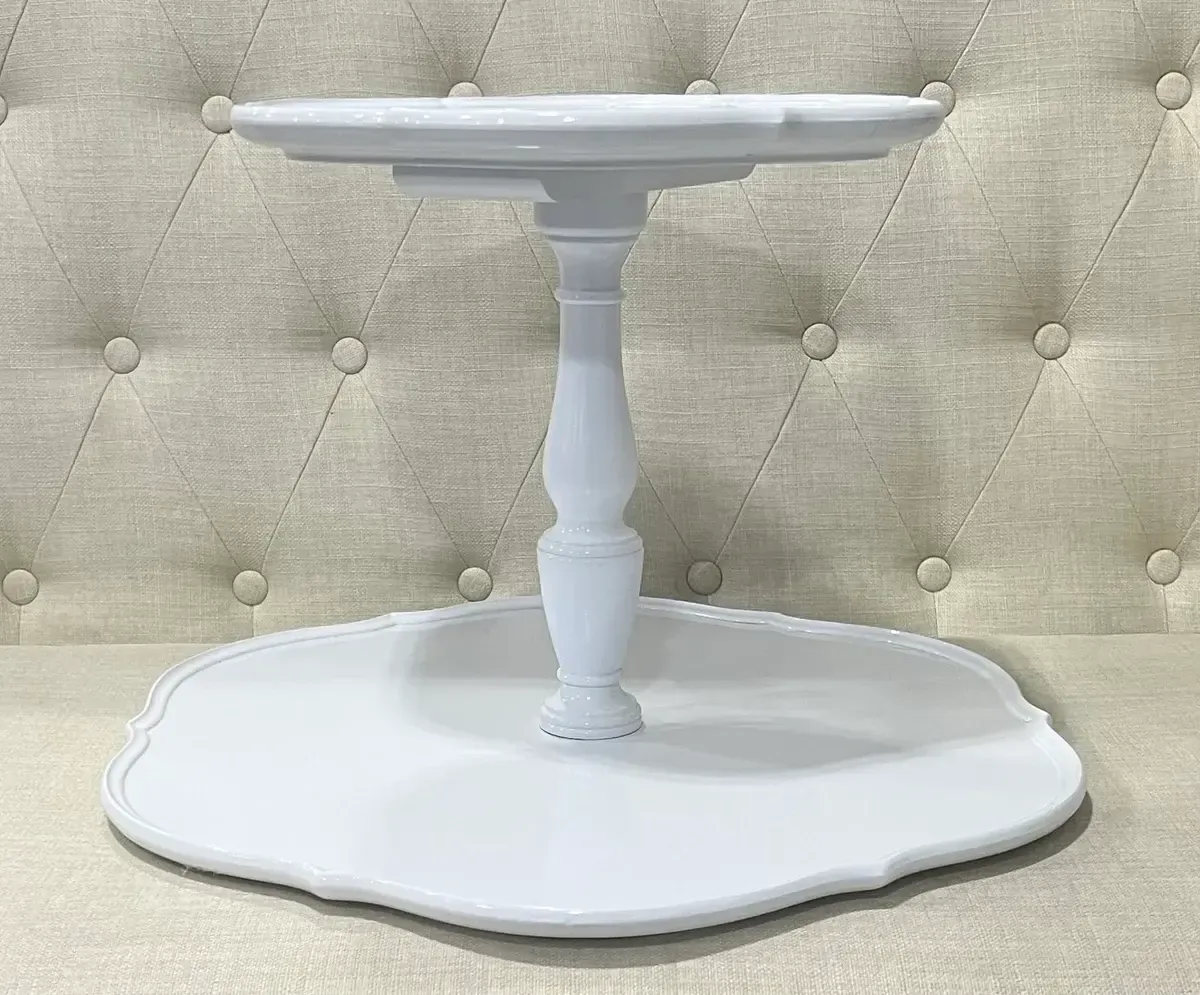 Poppy white 2 tiered serving tray