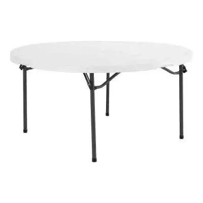 White 60" round folding table- seats 8