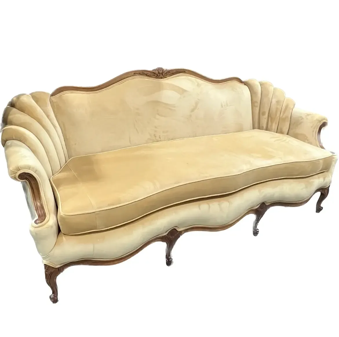 Creamy velvet vintage couch