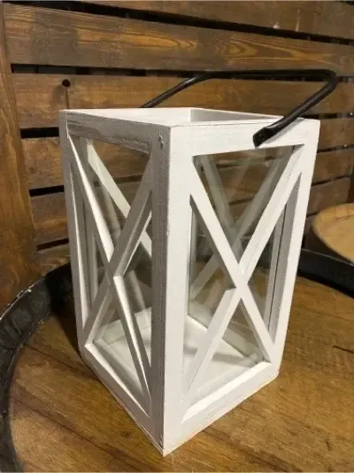 Christy white wooden lantern