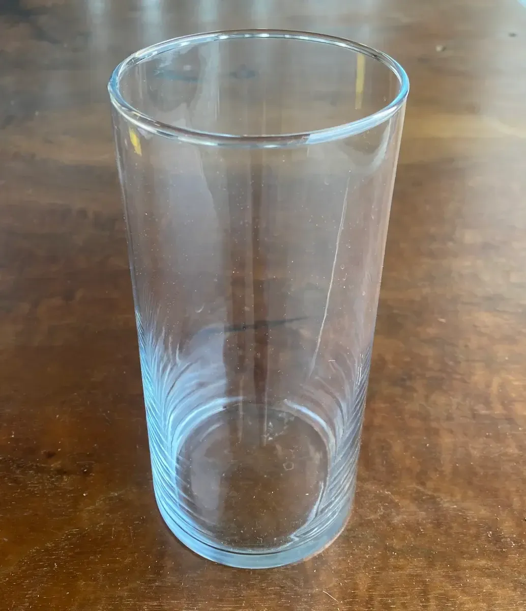 Cylindrical glass vase 7"