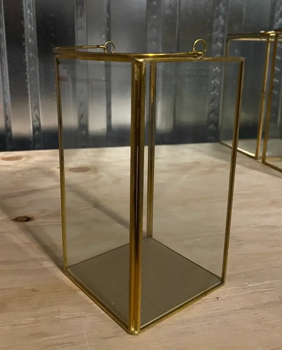 Joann gold square lantern - 9"