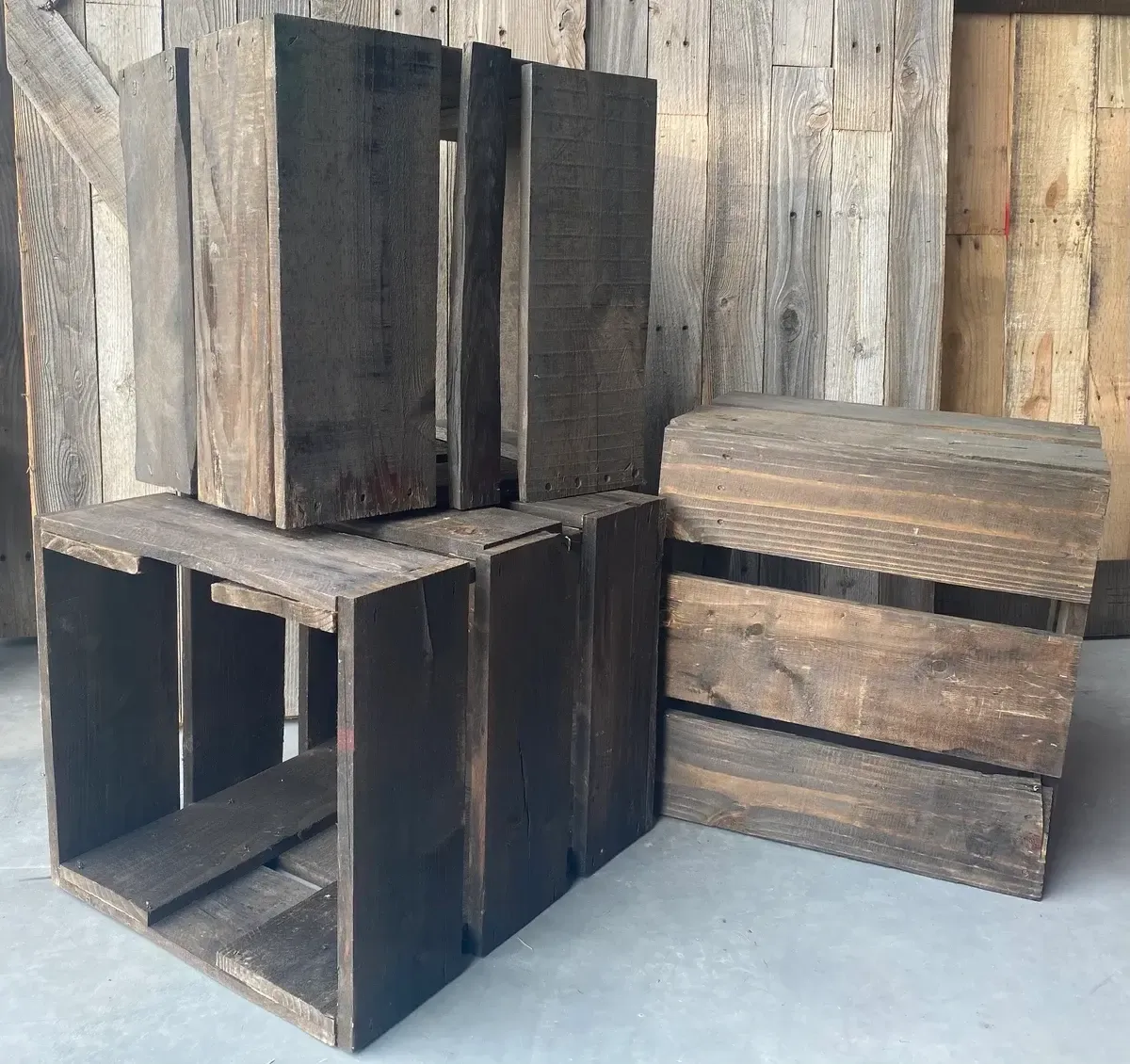 Wood crate dark stain large
