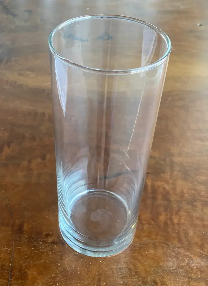 Cylindrical glass vase 9"