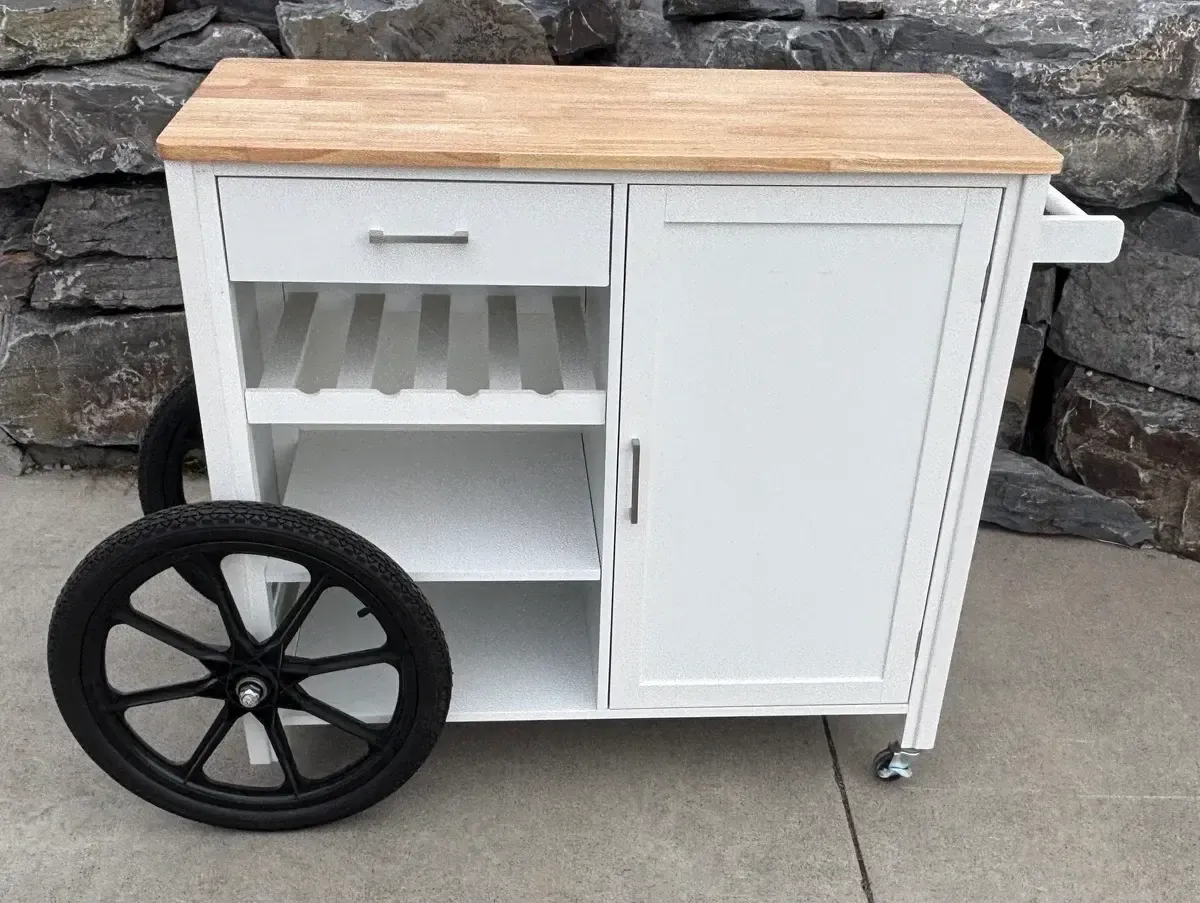 White dessert, drink, or champagne cart