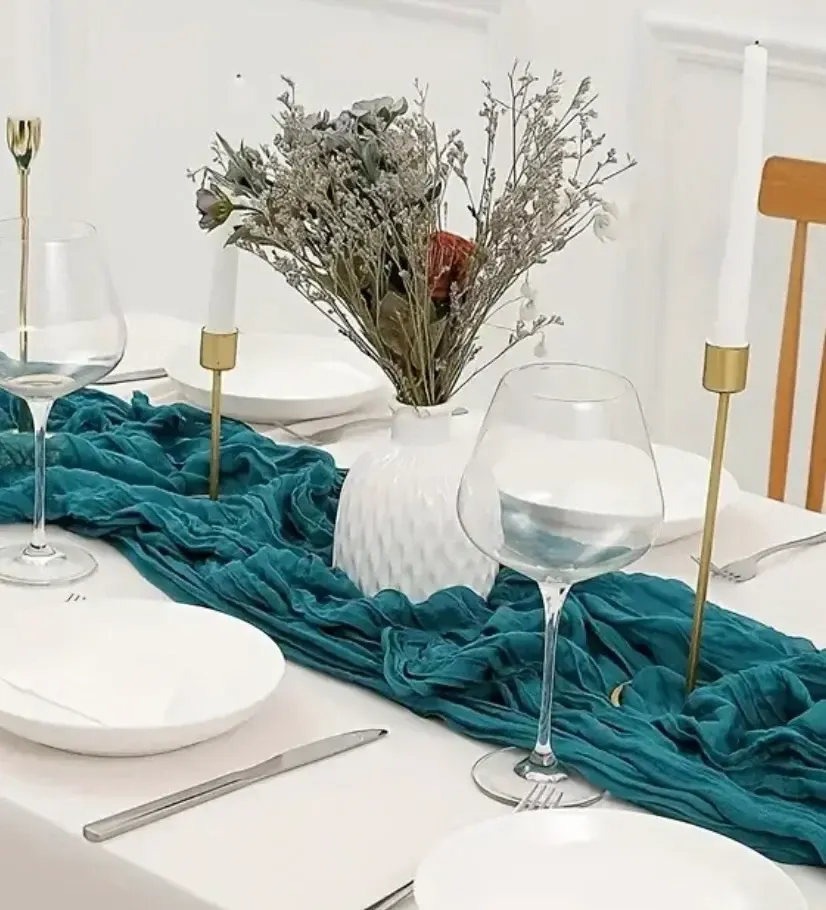 Teal blue table runner
