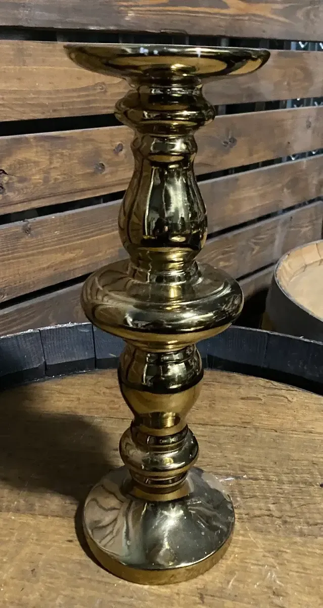 Brass turned candlestick small