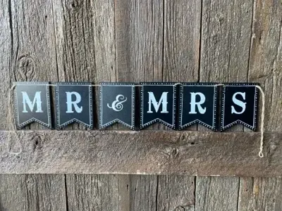 Mr and Mrs chalkboard style banner