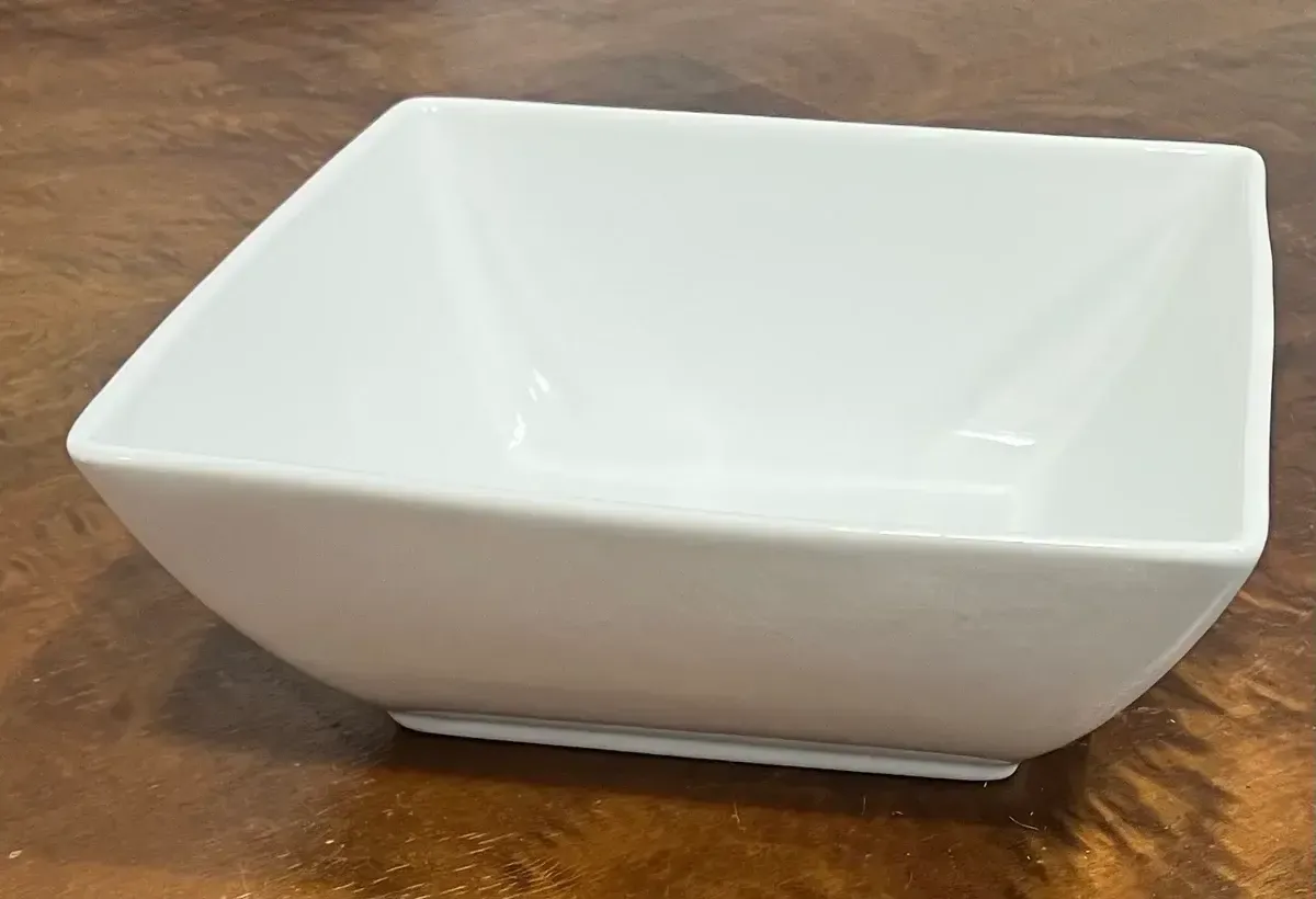 Square white ceramic bowl