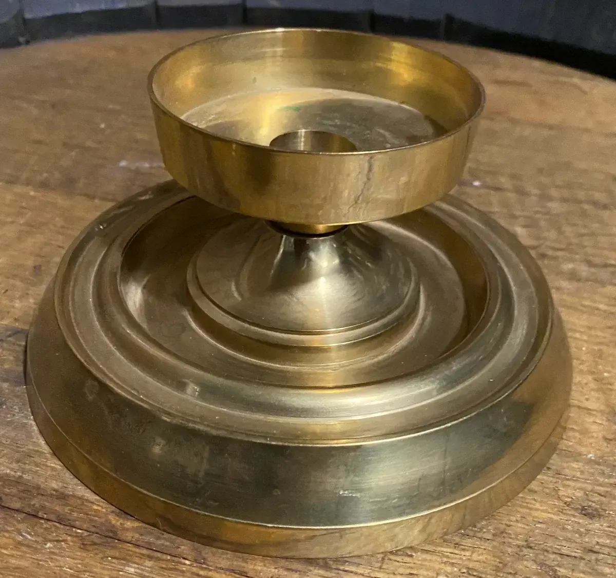 Brass pillar candle holder small