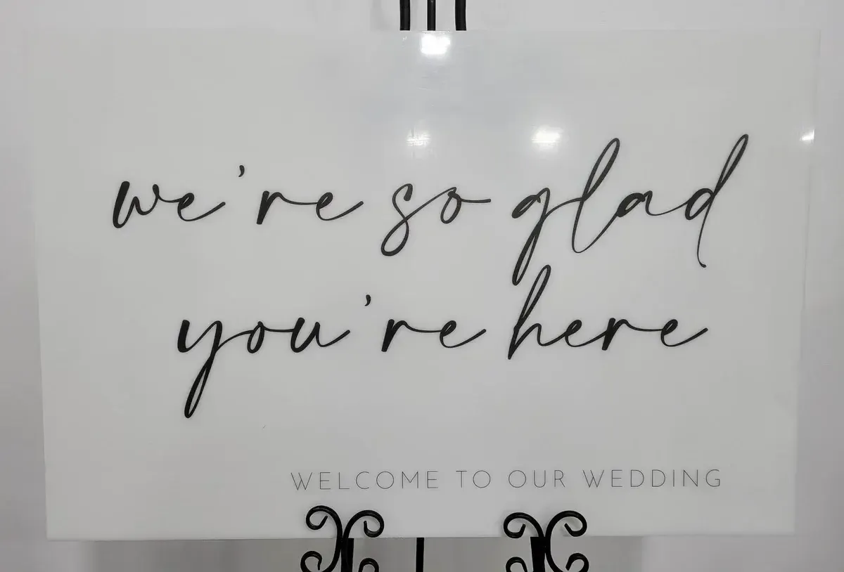 Were so glad you’re here welcome sign horizontal