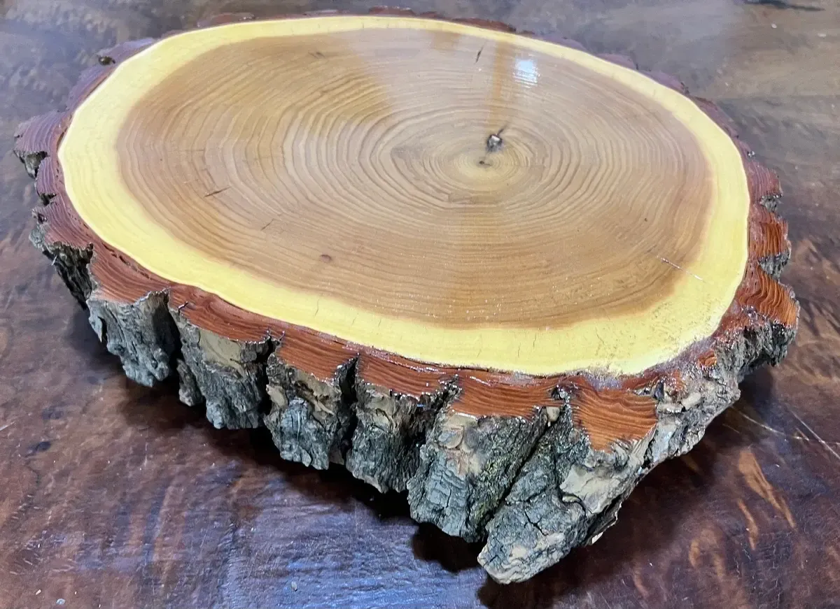 Paula round log slice cake plate/ serving platter