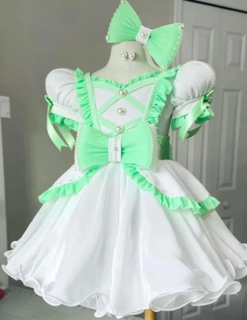 18/3 White and Mint Dollhouse Natural Dress-Chelis Matthews