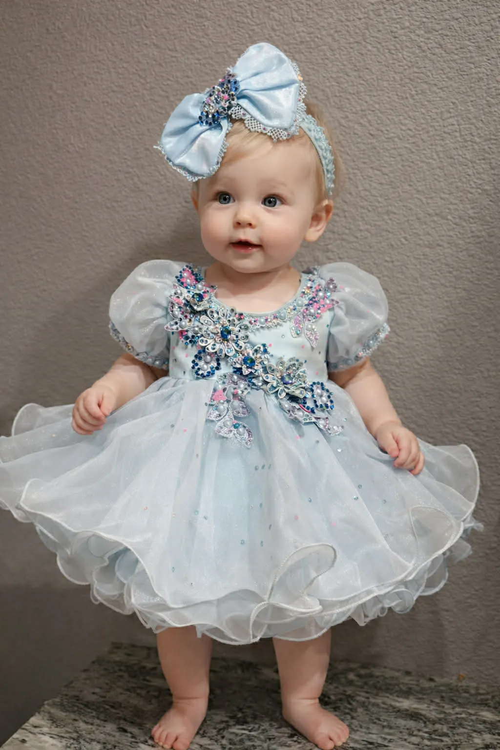 6/12 12/2 Hannah Hack Baby Blue and Pink Dress - Fallon Hackett